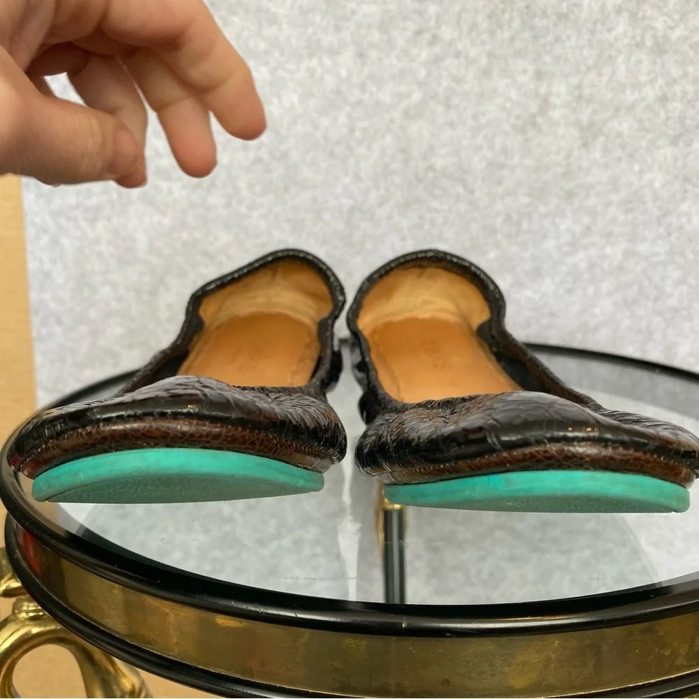 T22 Tieks by Gavrieli Obsidian Black embossed croc patent leather 9